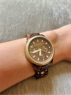 Michael Kors Women’s Ritz Gold and Tortoiseshell Bracelet Watch